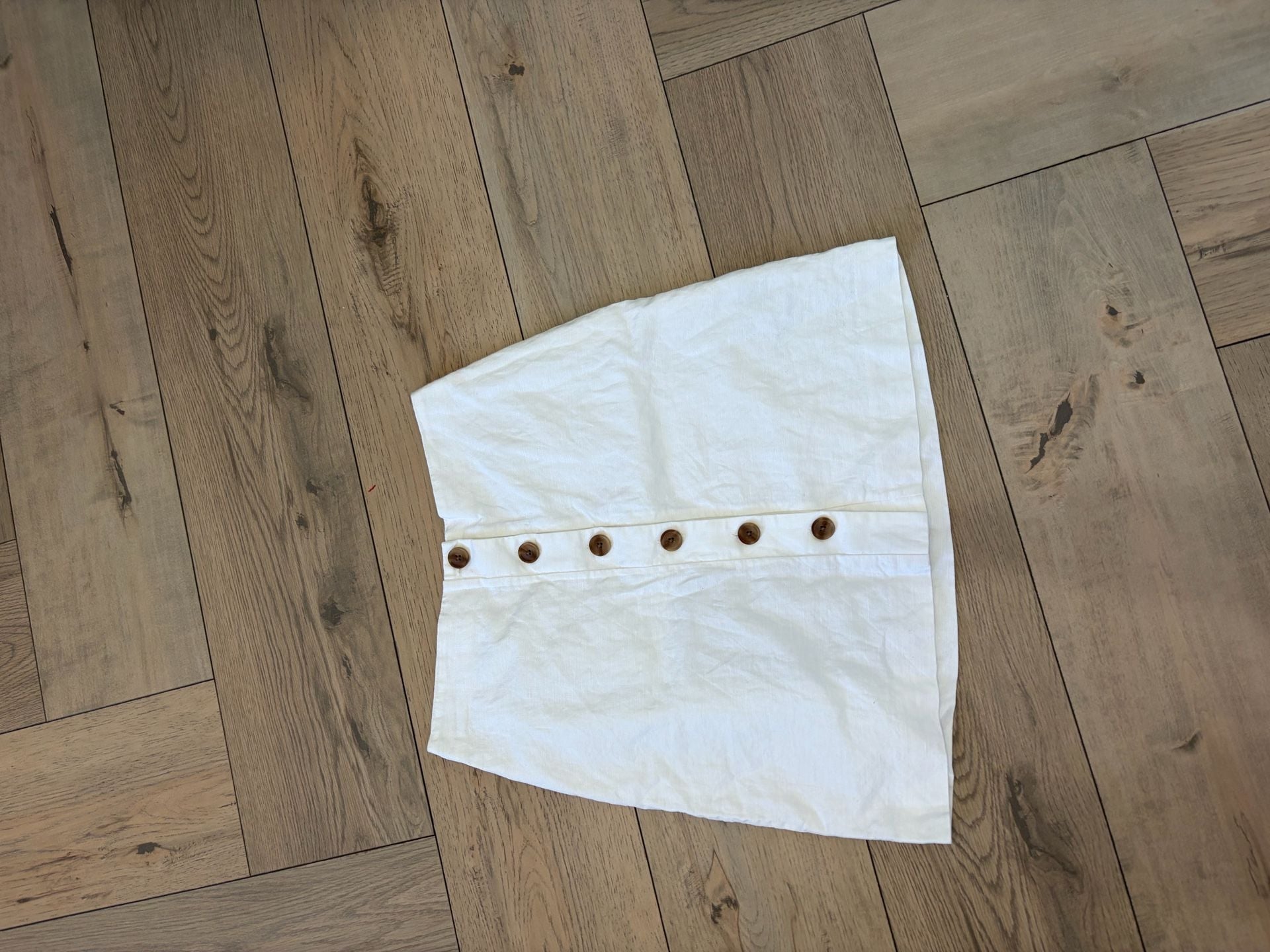 Gap White Linen Cotton Blend Button-Front Mini Skirt Size 4 2