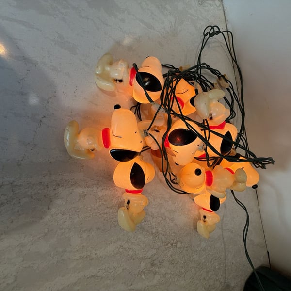 Vtg 1996 Dashing Electric Christmas Snoopy Light String 