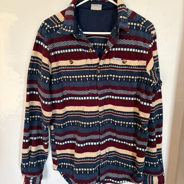 Columbia Flare Gun Fleece Over Shirt Aztec Southwestern Pattern Button-Up