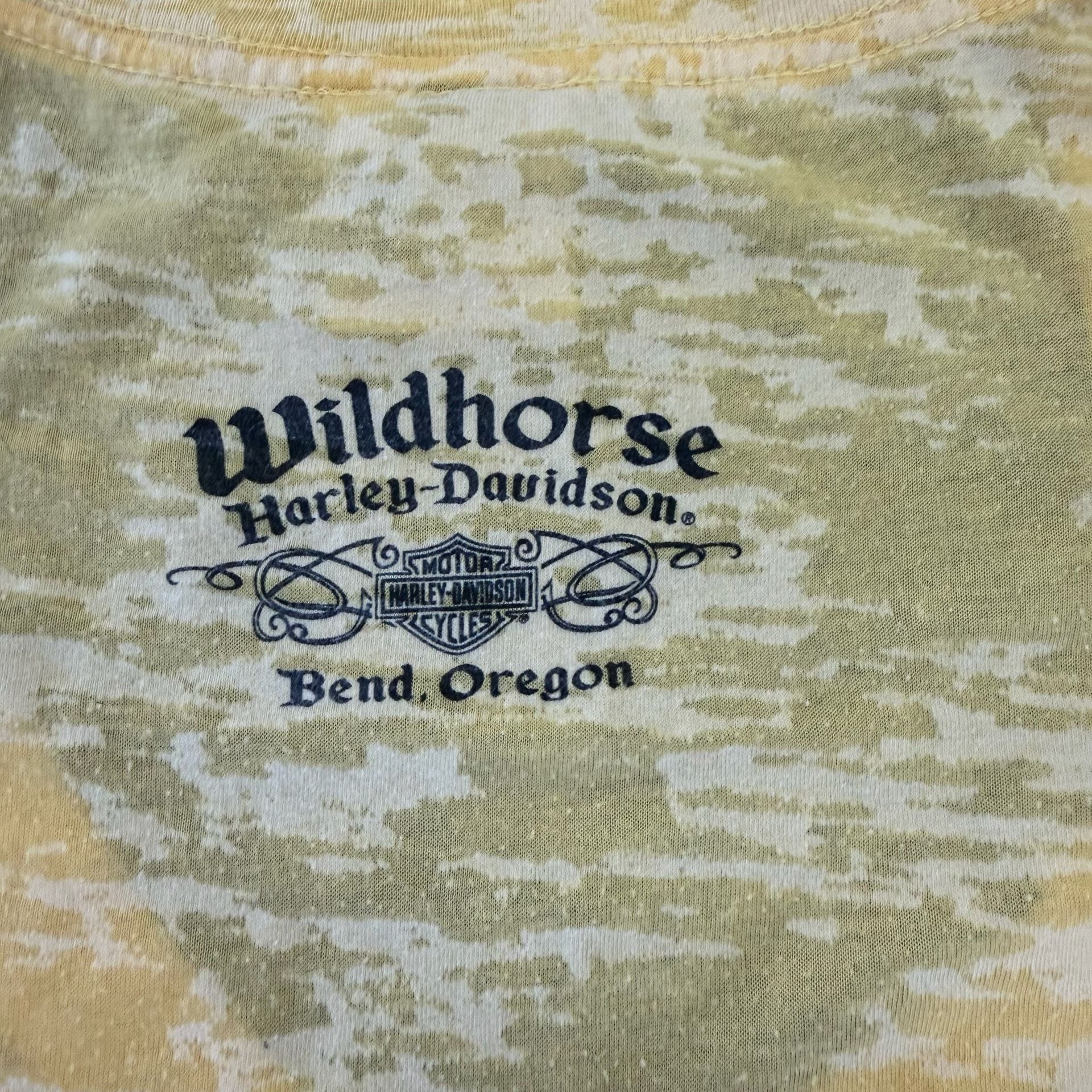 Harley-Davidson Women's Yellow V-Neck T-Shirt with Wings and Rhinestones 7