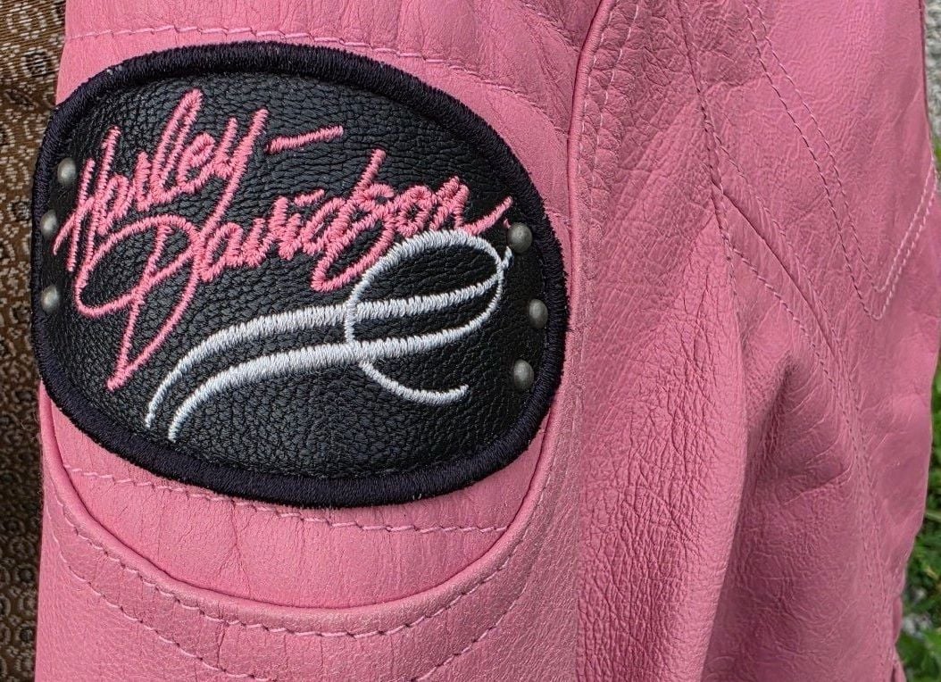 Harley-Davidson Pink Genuine Goatskin Leather Moto Biker Jacket with Hoodie 5