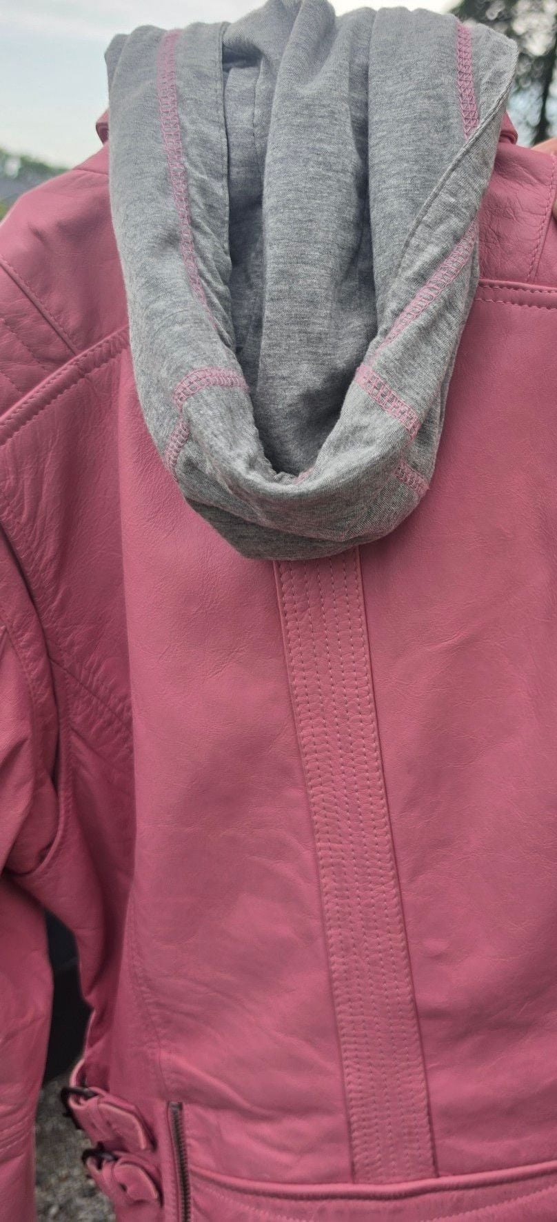 Harley-Davidson Pink Genuine Goatskin Leather Moto Biker Jacket with Hoodie 7