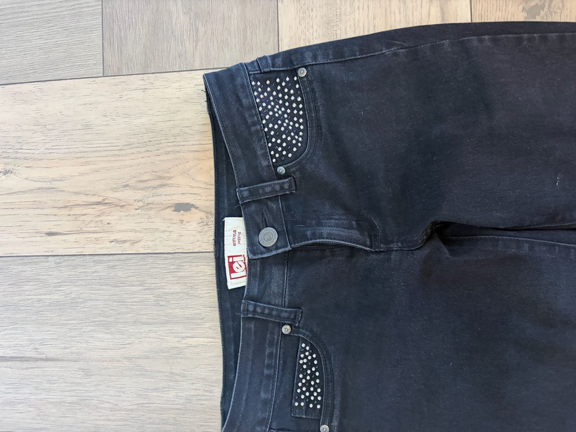 lei emma jegging Black Rhinestone Studded Pocket Jeans Size 5 Regular 3