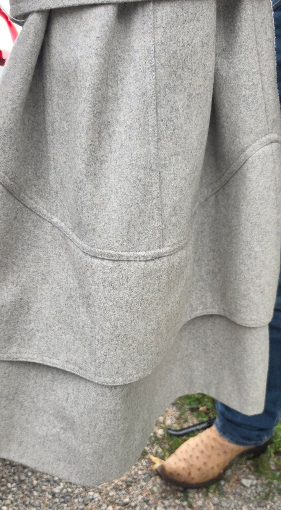 Calvin Klein Gray Wool Blend Belted Trench Coat Jacket Size 2 4