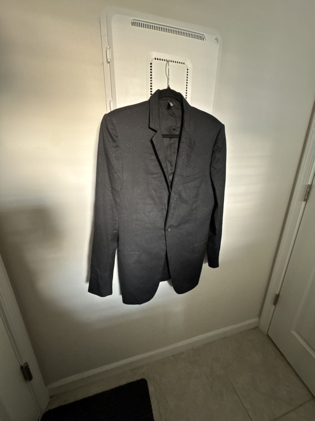 Dior Homme Runway Black Pinstripe Glitter Sparkle Wool Suit Set 1