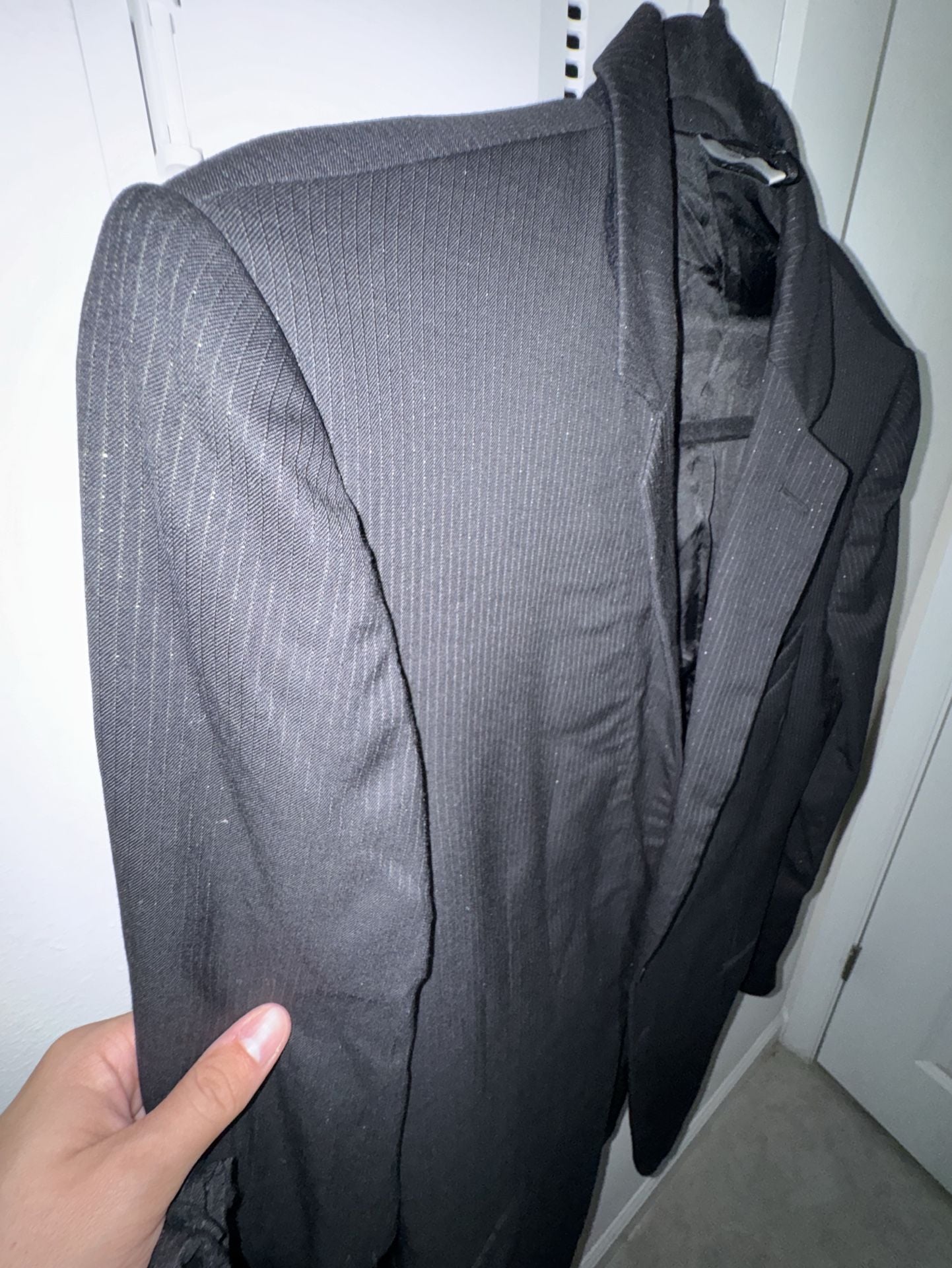 Dior Homme Runway Black Pinstripe Glitter Sparkle Wool Suit Set 2