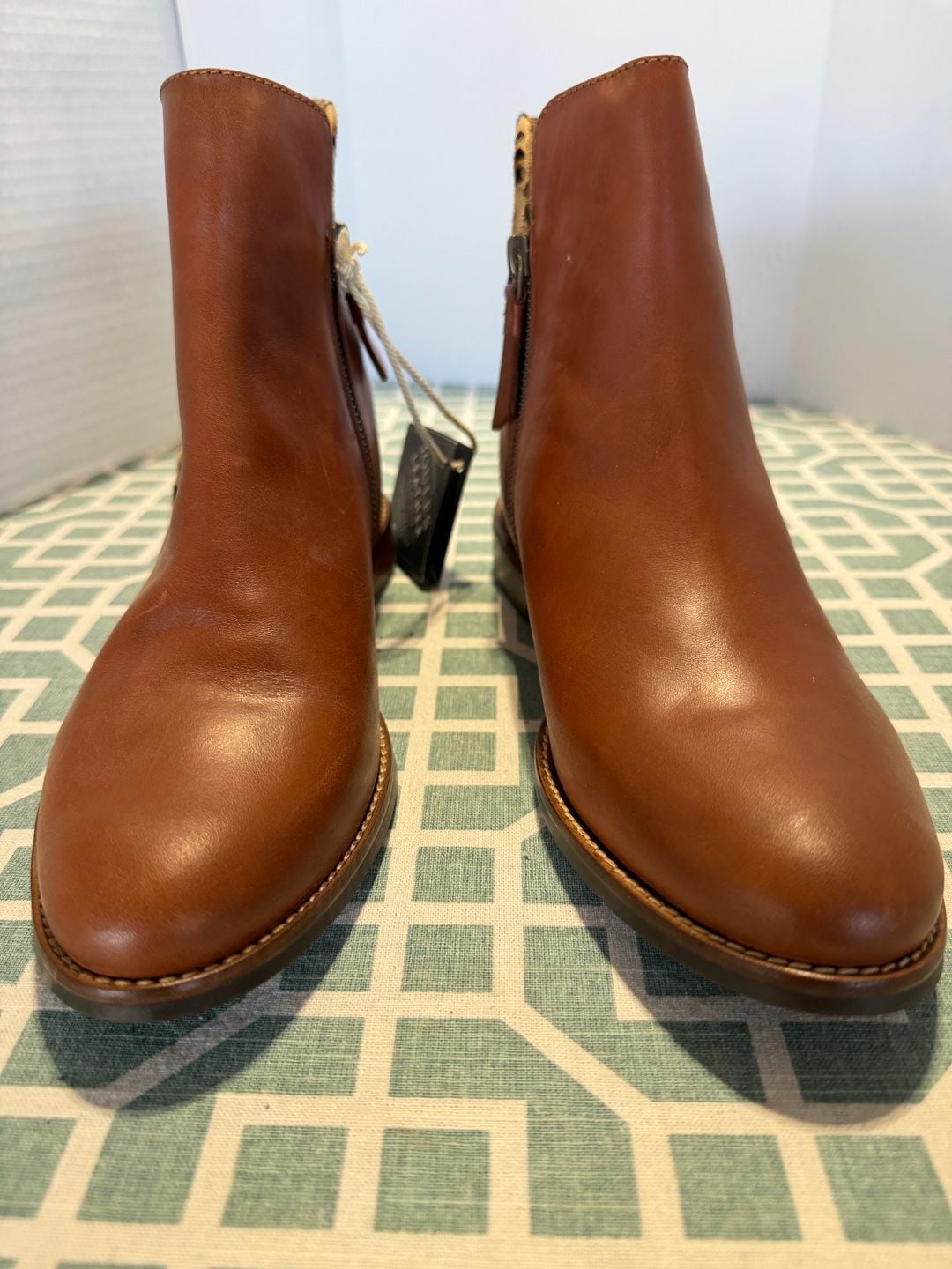 Joules V Westminster Dark Brown Leather Leopard Print Ankle Boots US 7 7