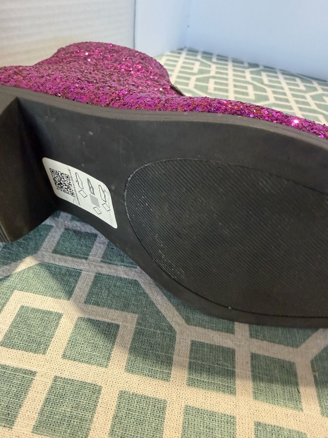 ASOS Hot Pink Glitter Ankle Boots Side Zip Pointed Toe Block Heel Size 7 13