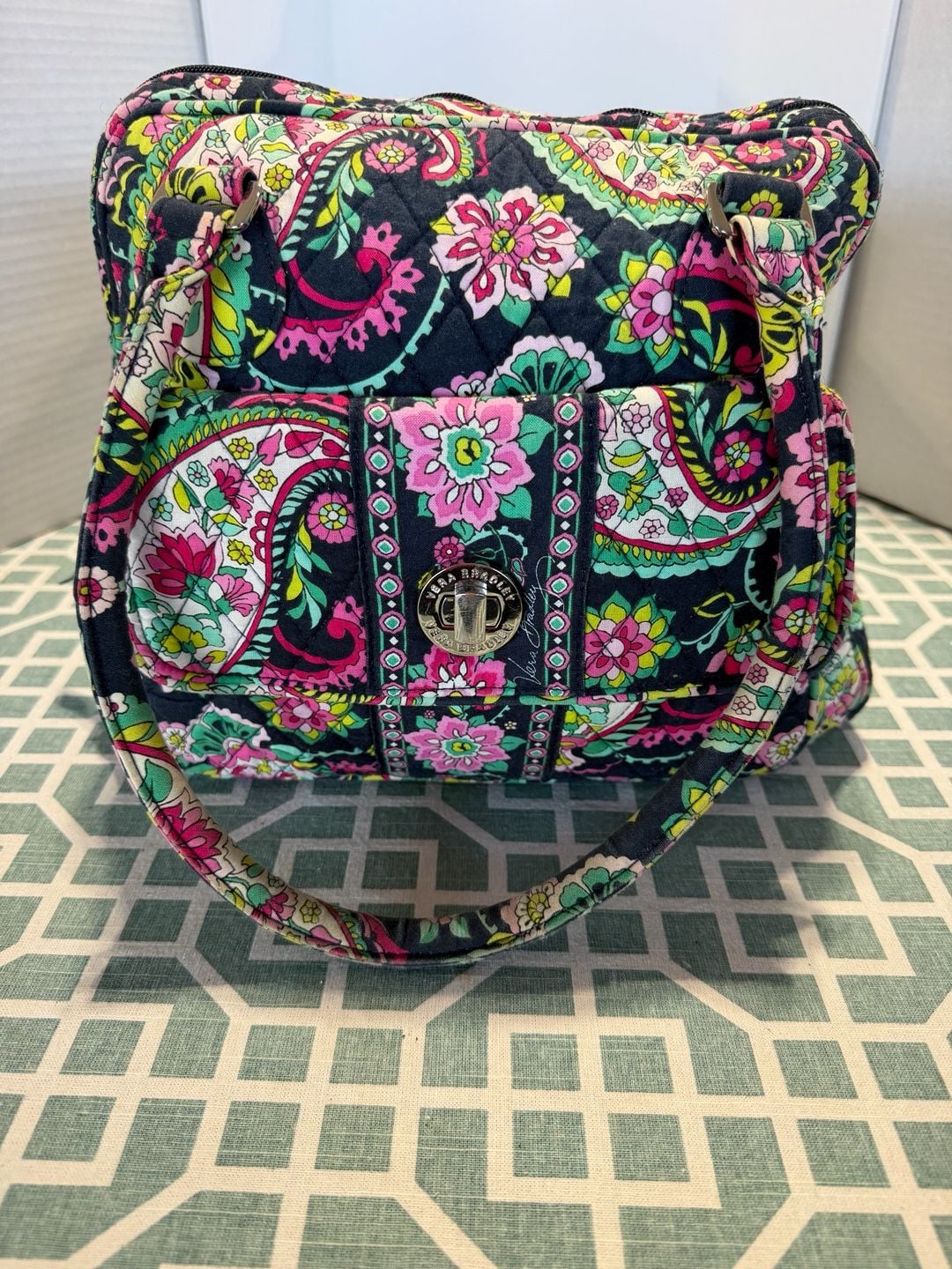 Vera Bradley Quilted Cotton Handbag in Petal Paisley Pattern 8