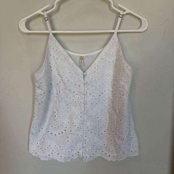 Japna 100% Cotton Eyelet Embroidered Tank Top #tank...