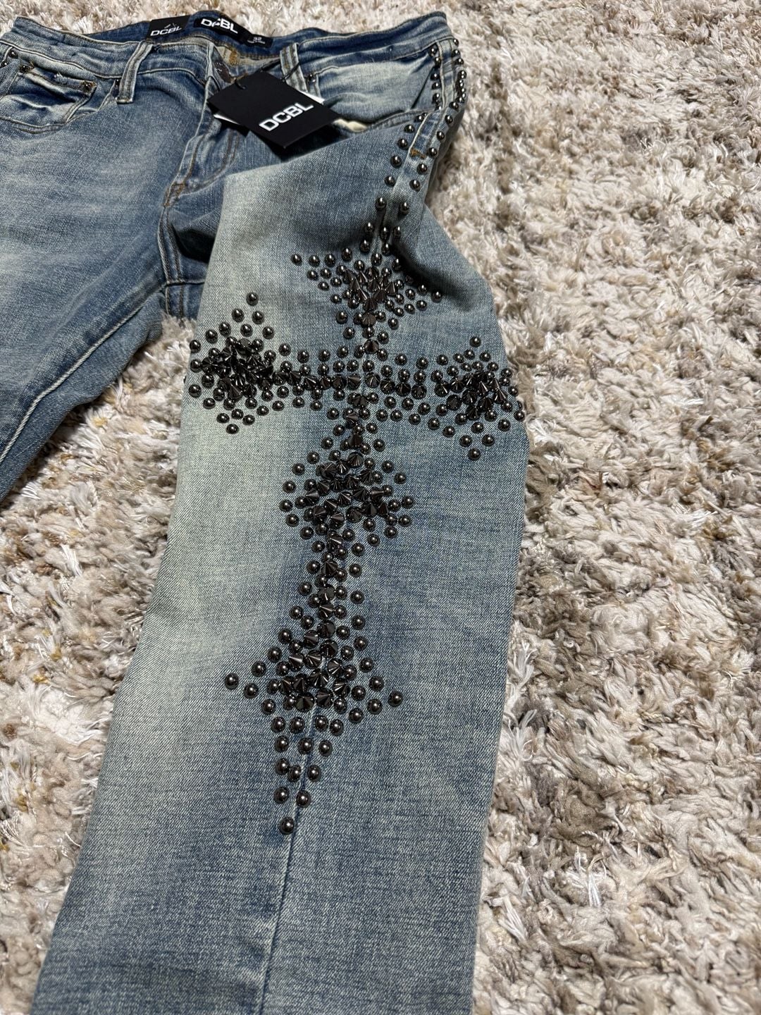 DCBL Men’s Studded Spike Embellished Jeans Size 32 Indigo NWT 4