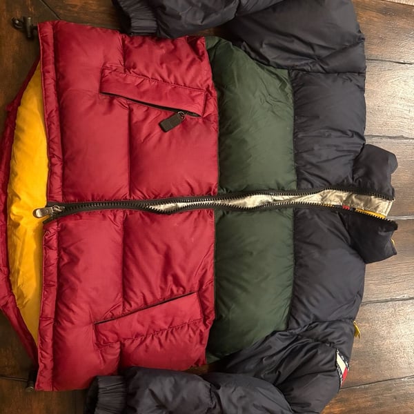 Tommy Hilfiger Colorblock Down Puffer Jacket Red Green Blue Yellow