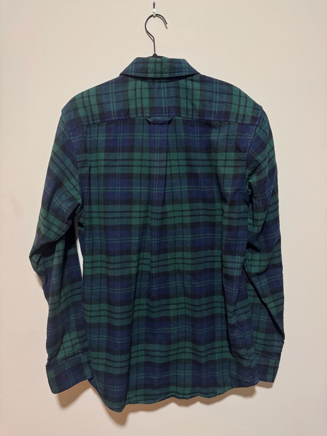 Lands’ End Men’s Small Green Navy Plaid Flannel Shirt Traditional Fit 3