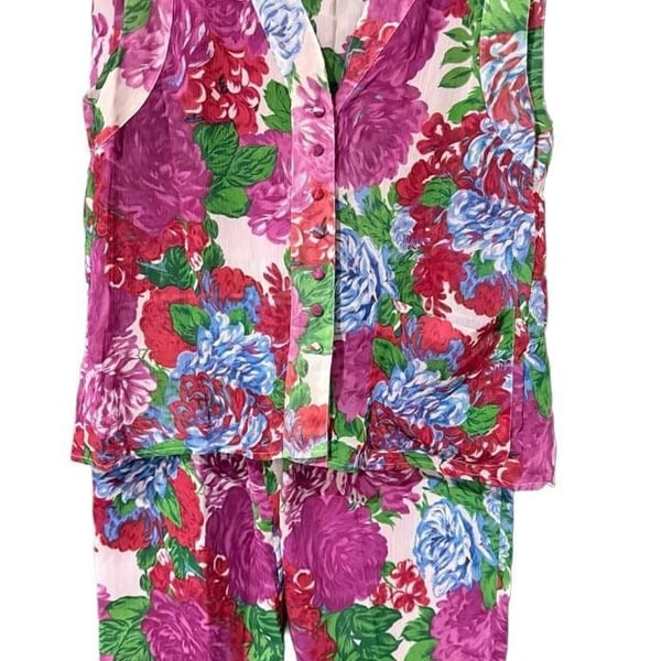 Vintage Victoria's Secret Gold Label Floral Two-Piece Pajama Set Cottage Core 