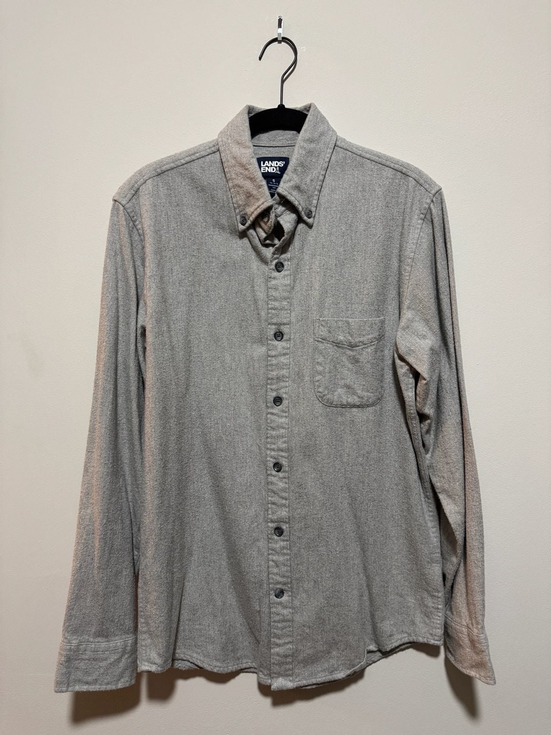 Lands’ End Men’s Small Gray Flannel Shirt Traditional Fit 2