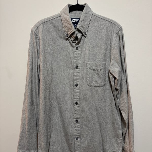 Lands’ End Men’s Small Gray Flannel Shirt Traditional Fit