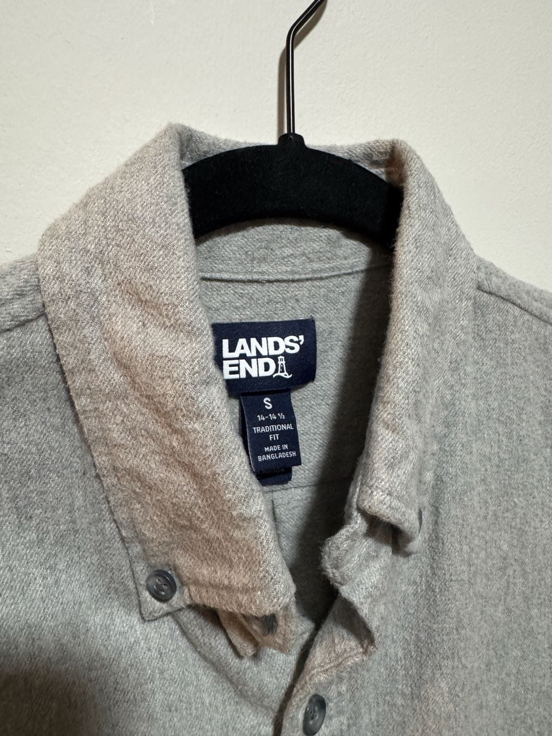 Lands’ End Men’s Small Gray Flannel Shirt Traditional Fit 4