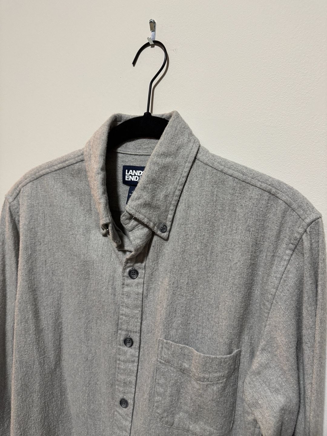 Lands’ End Men’s Small Gray Flannel Shirt Traditional Fit 5