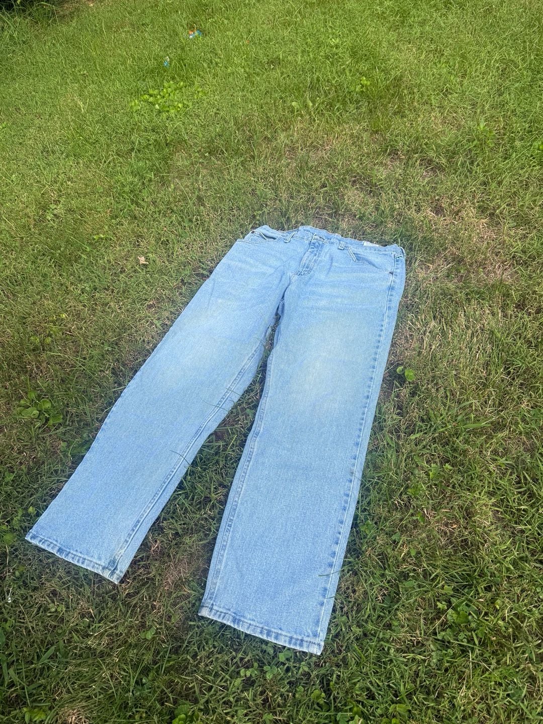 Wrangler Men's Light Wash Straight Leg Denim Jeans Size 34x30 3