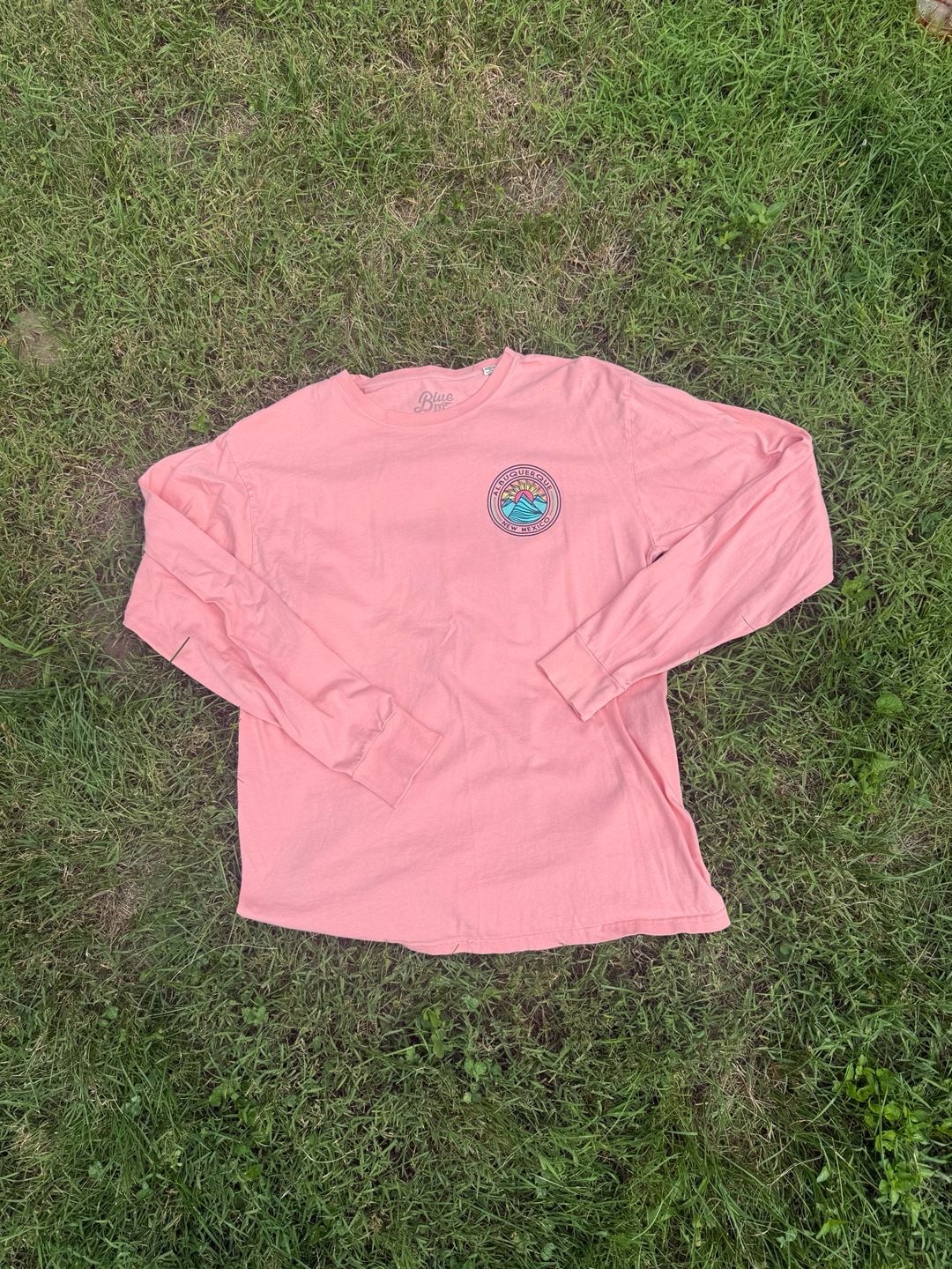 Blue 84 Albuquerque New Mexico Sun and Mountain Graphic Pink Long Sleeve T-Shirt 3