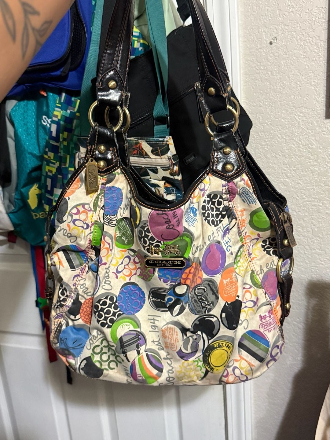 Coach Multicolor Logo Print Hobo Bag 3
