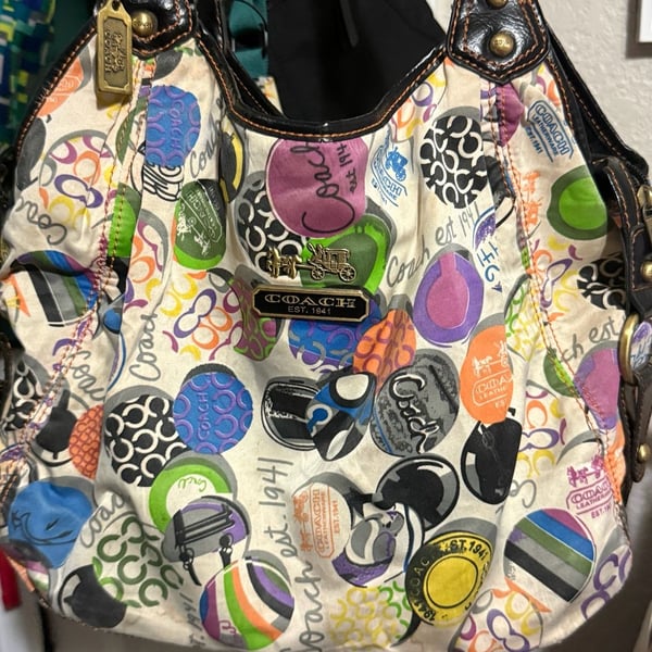 Coach Multicolor Logo Print Hobo Bag
