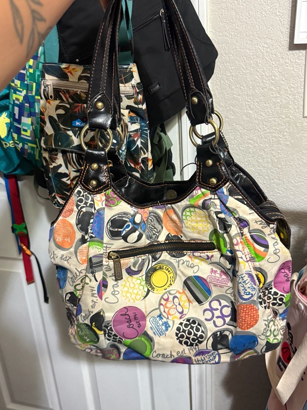 Coach Multicolor Logo Print Hobo Bag 5