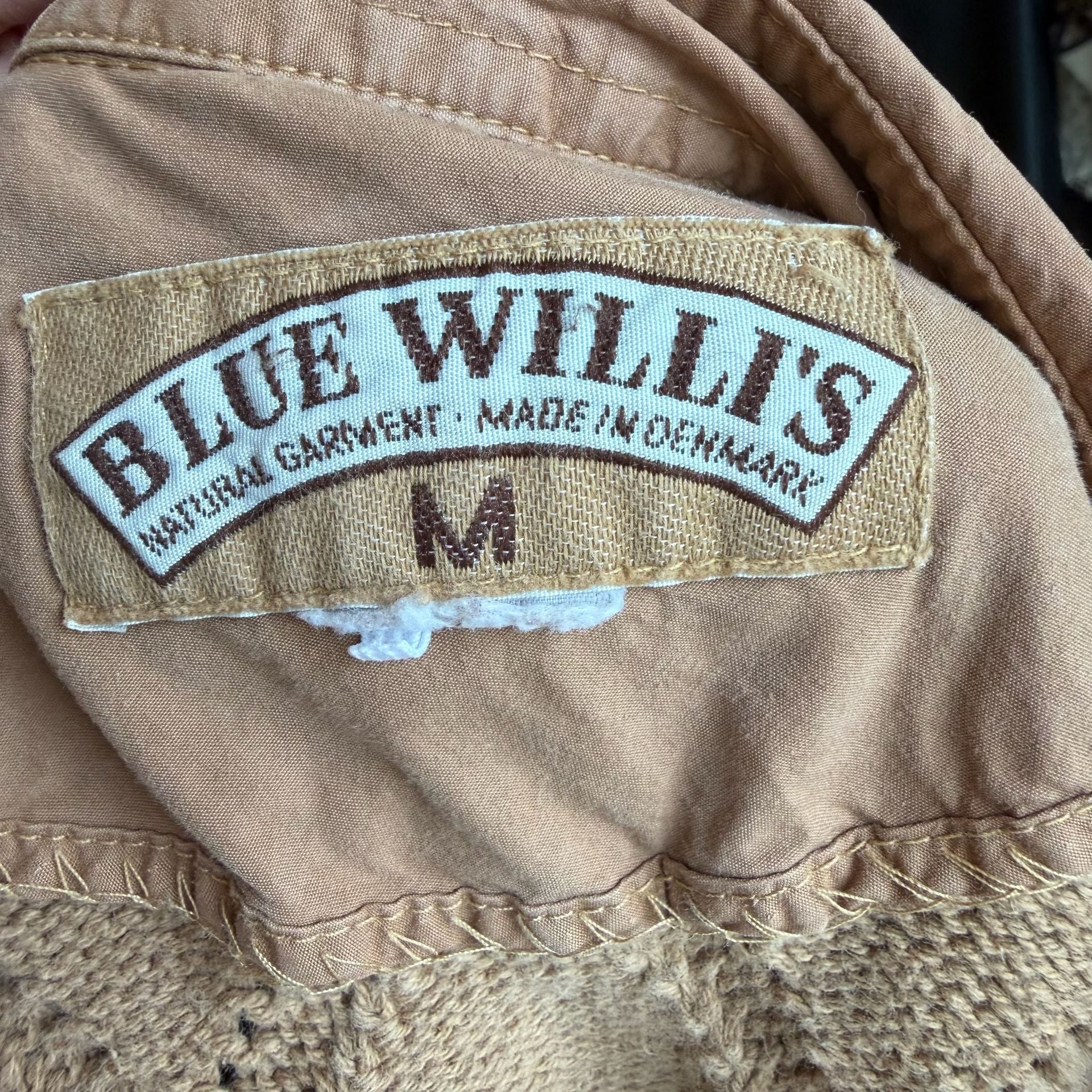 Vintage Blue Willi's Natural Garment Cable Knit Button Up Cardigan Sweater Jacket Tan Medium 7