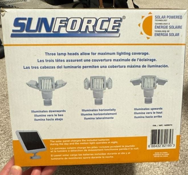 Sunforce Triple Head Solar Motion Activated Light 1500 Lumens Item 1600074 2