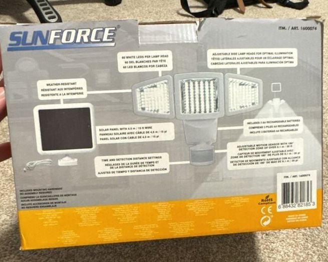 Sunforce Triple Head Solar Motion Activated Light 1500 Lumens Item 1600074 3