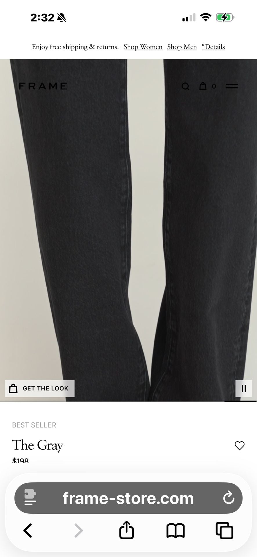 FRAME The Gray Low Rise Wide-Leg Denim Jeans in Astral 9