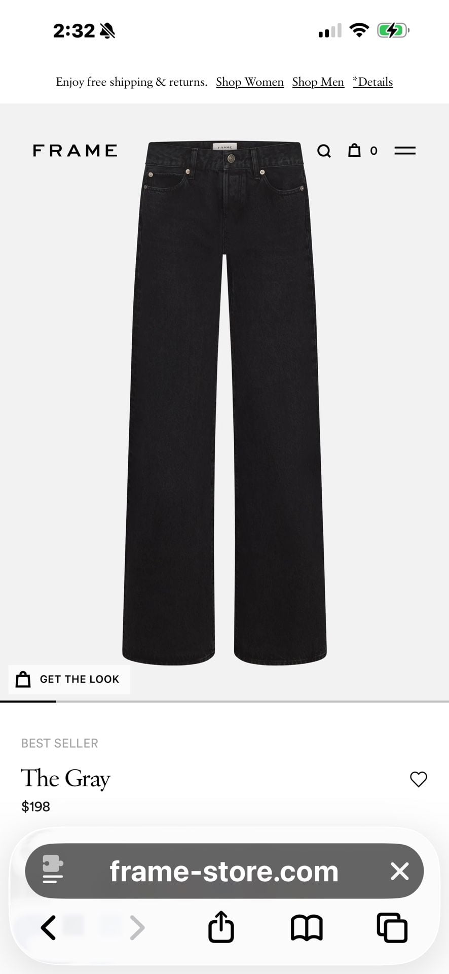 FRAME The Gray Low Rise Wide-Leg Denim Jeans in Astral 11