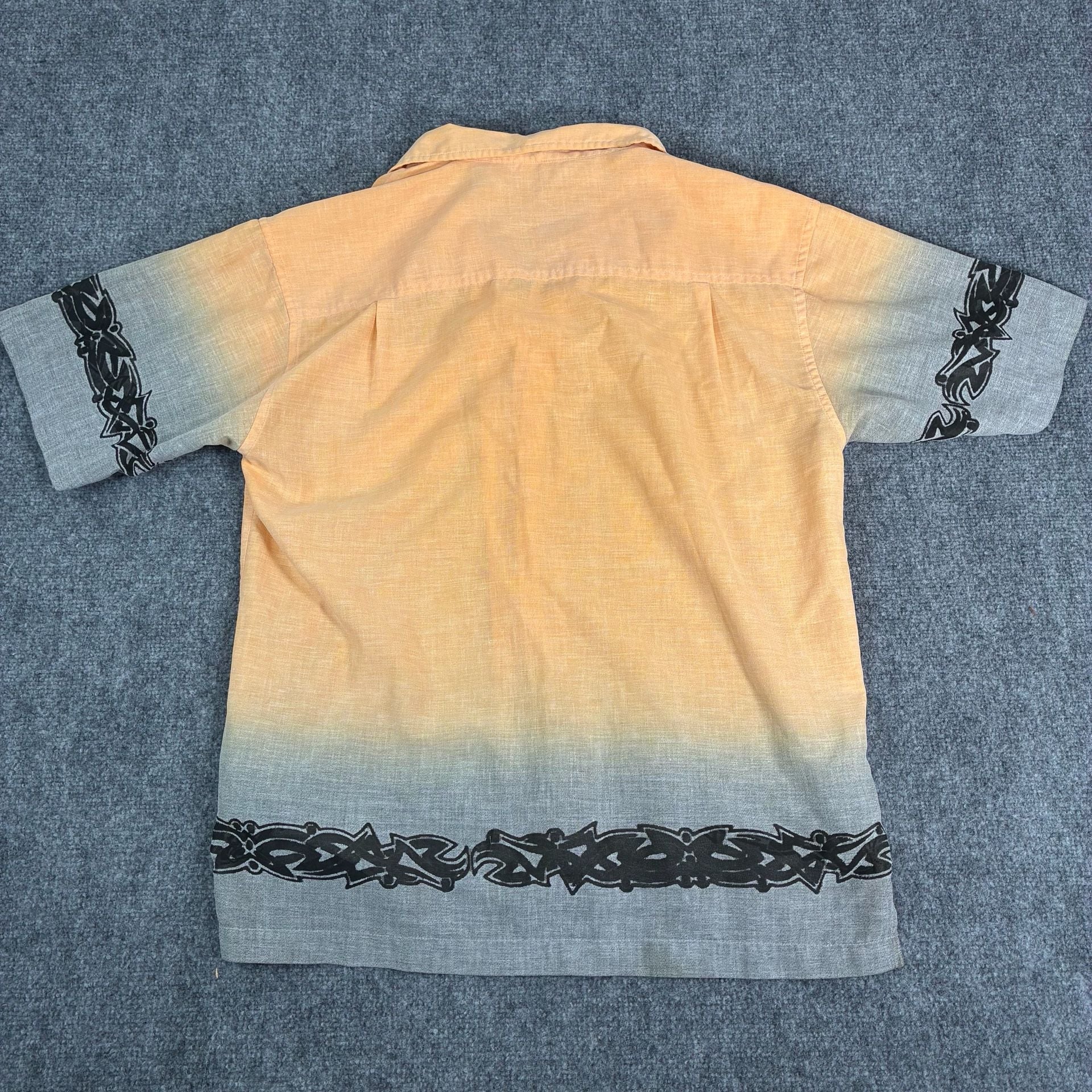 No Boundaries Ombre Tribal Short Sleeve Button Down Shirt Orange Medium 8