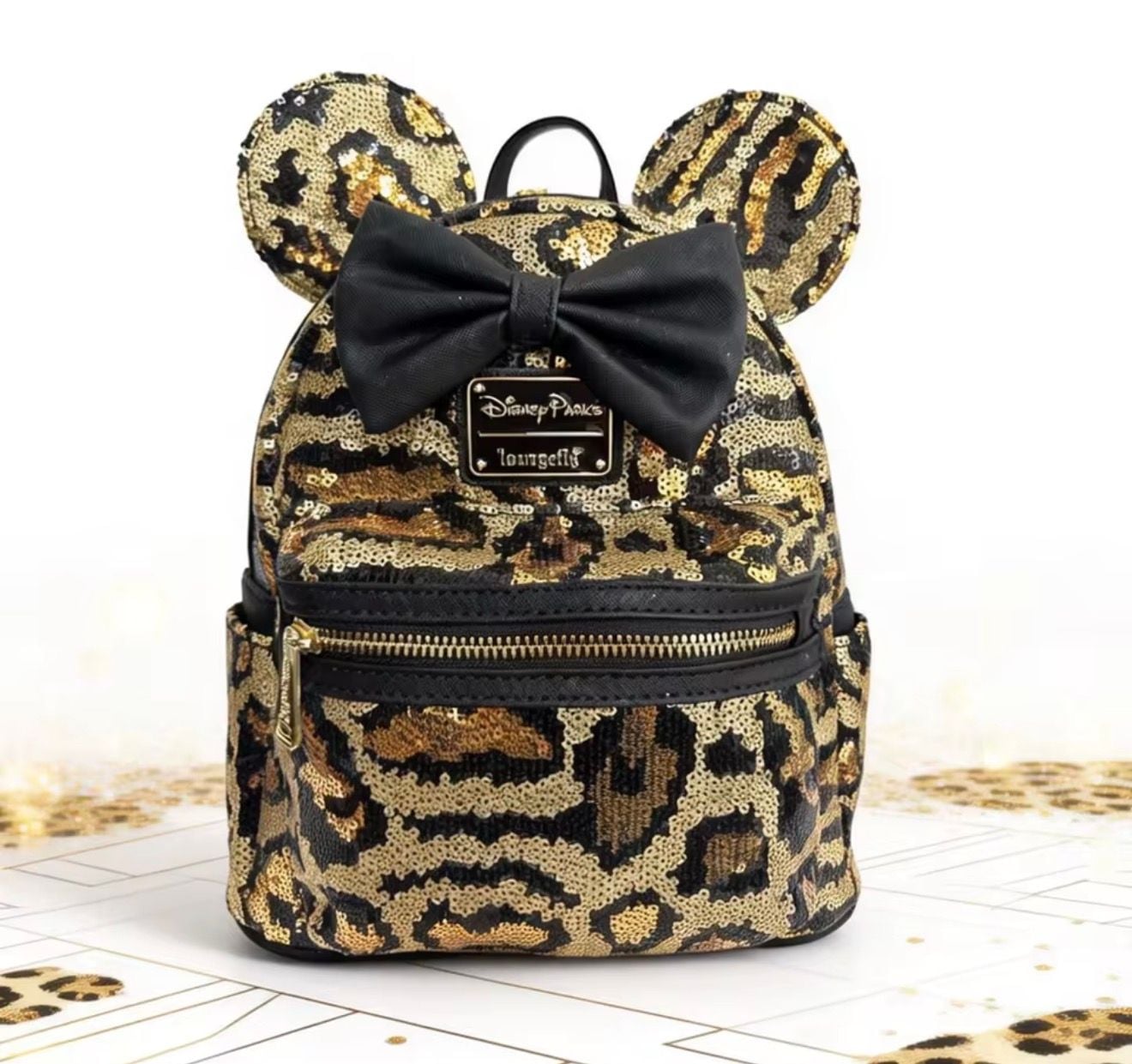 Disney Parks Loungefly Animal Kingdom Leopard Sequin Minnie Mouse Mini Backpack 2
