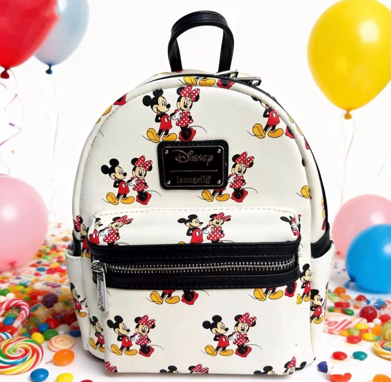 Loungefly Disney Mickey and Minnie Mouse AOP Mini Backpack 1