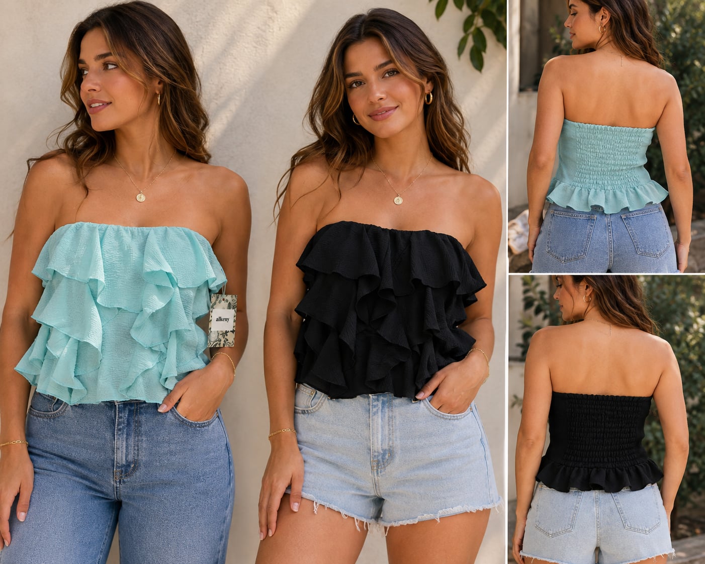 Set of 2 Alkeny Ruffle Strapless Tops | Size Large 1