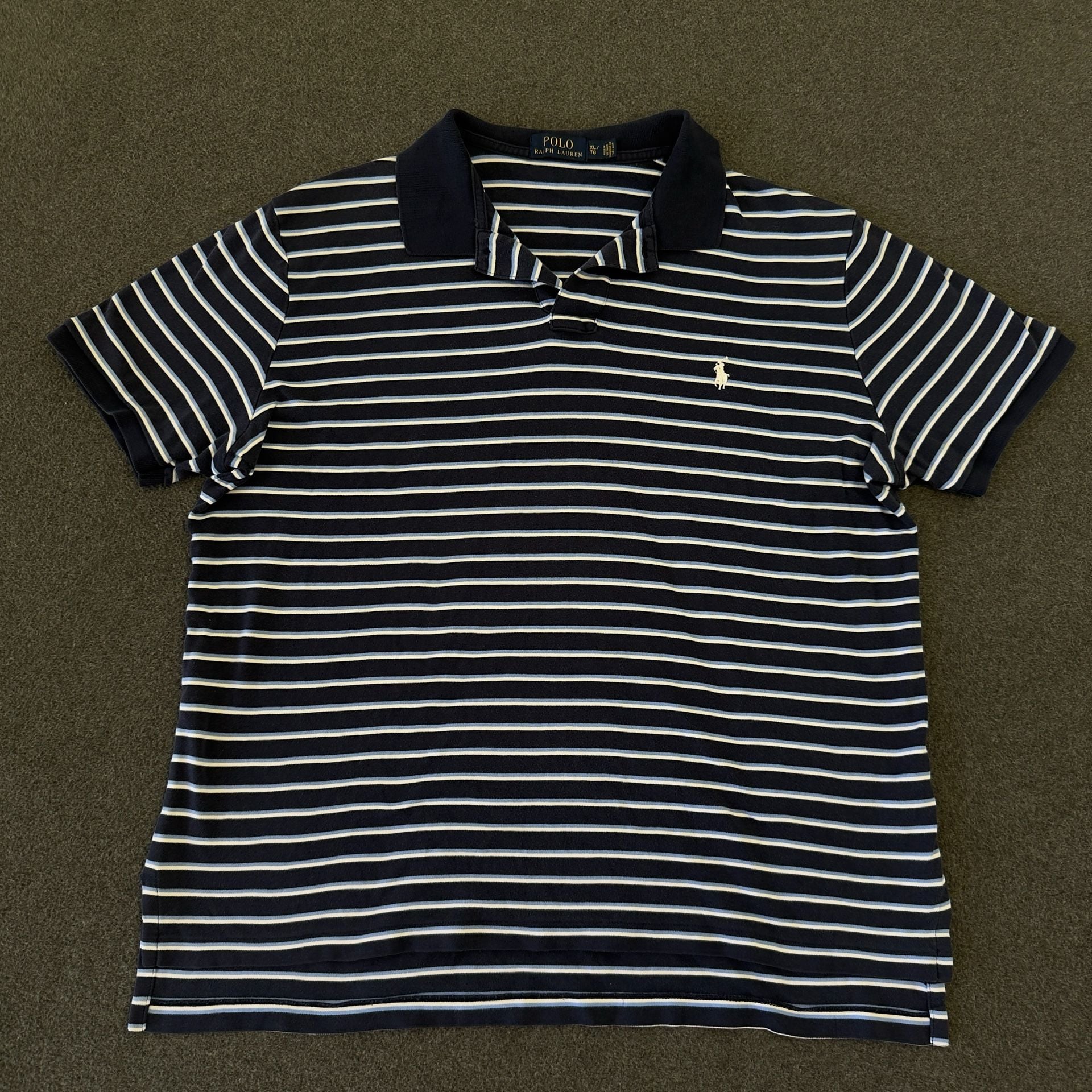Modern Polo Ralph Lauren Men's Blue/white Striped Short Sleeve Pol 2