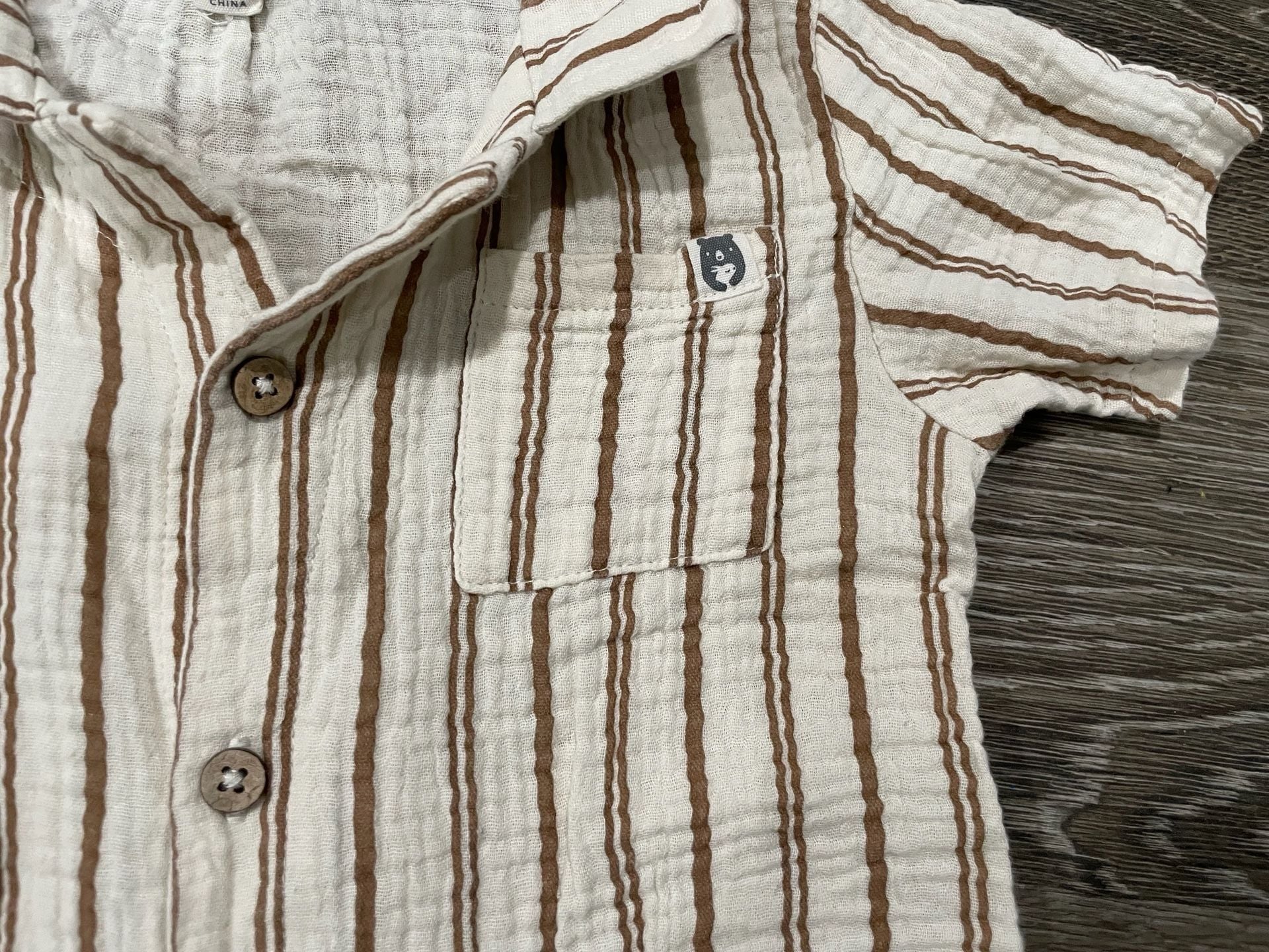 Size 4 Toddler Rabbit & Bear Organic Striped Linen Top & Shorts Set 4