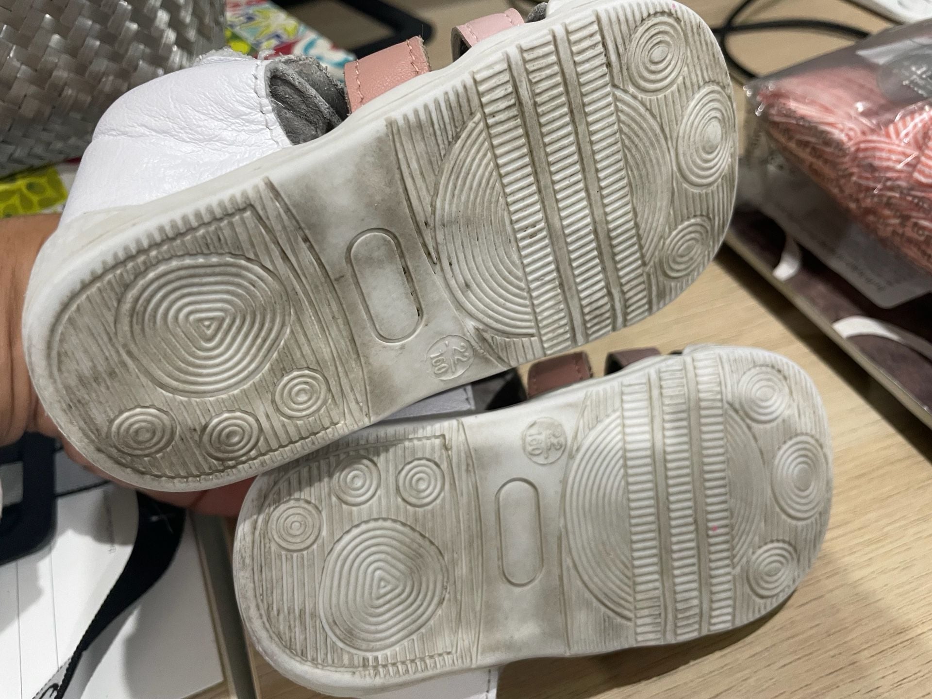 Size 22 Euro/ Size 5 US. White and Pink Girls Leather Sandals Made in Spain 5