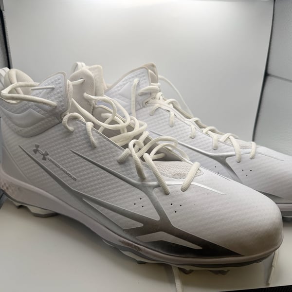 Under Armour Spotlight Mid Football Cleats White Men's Size 15