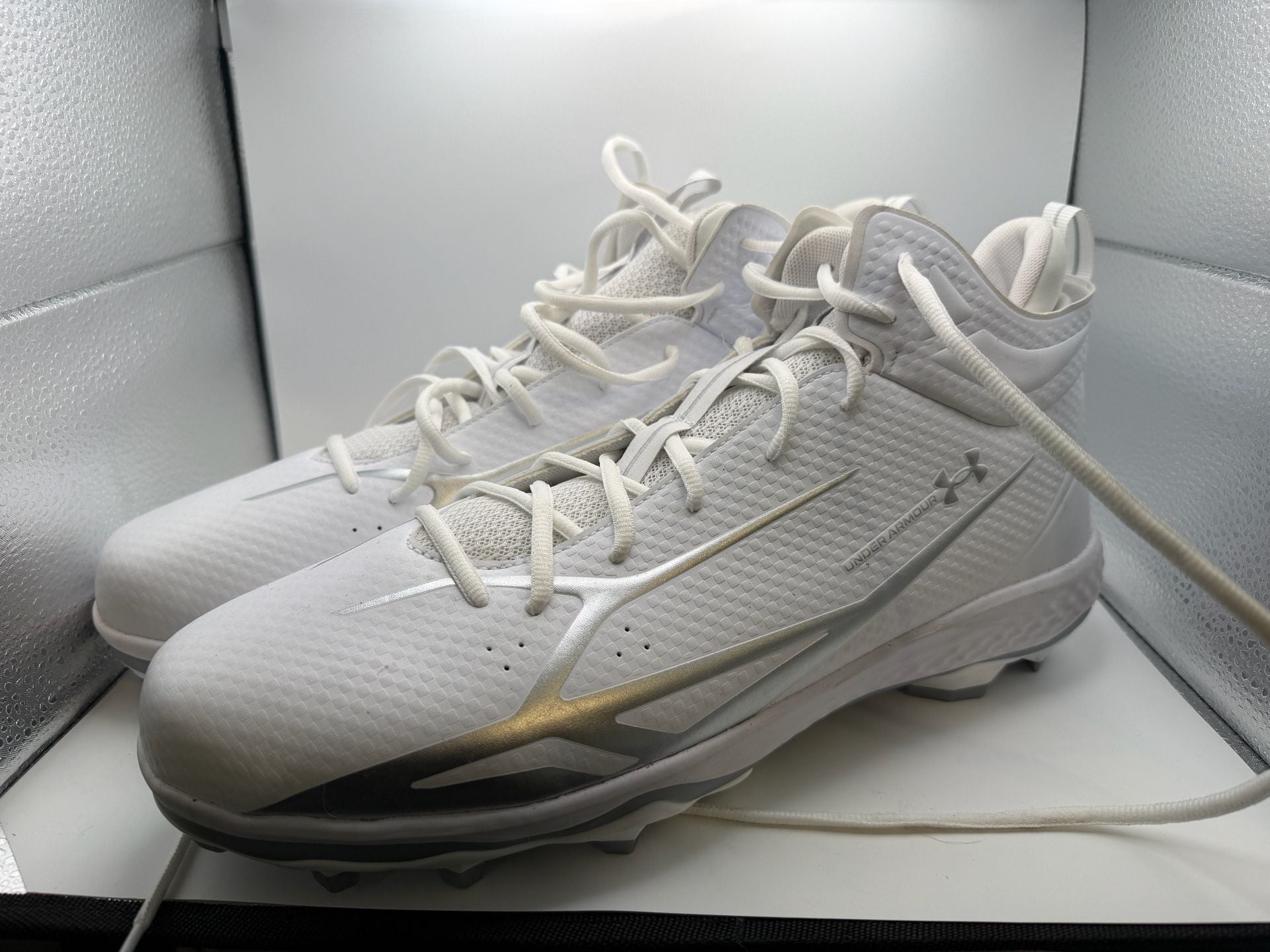 Under Armour Spotlight Mid Football Cleats White Men's Size 15 3