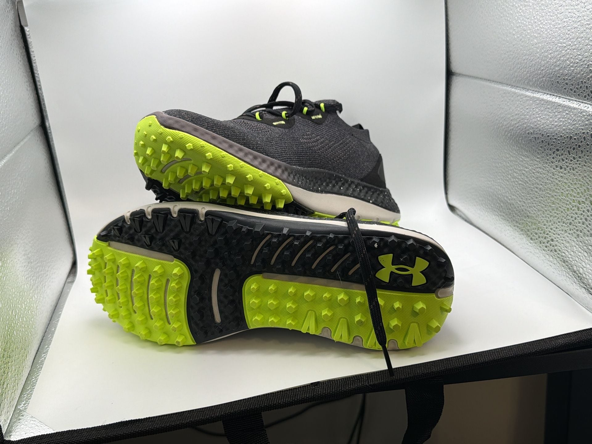 Under Armour Charged Curry SL Spikeless Golf Shoes Black Ash Lime 9