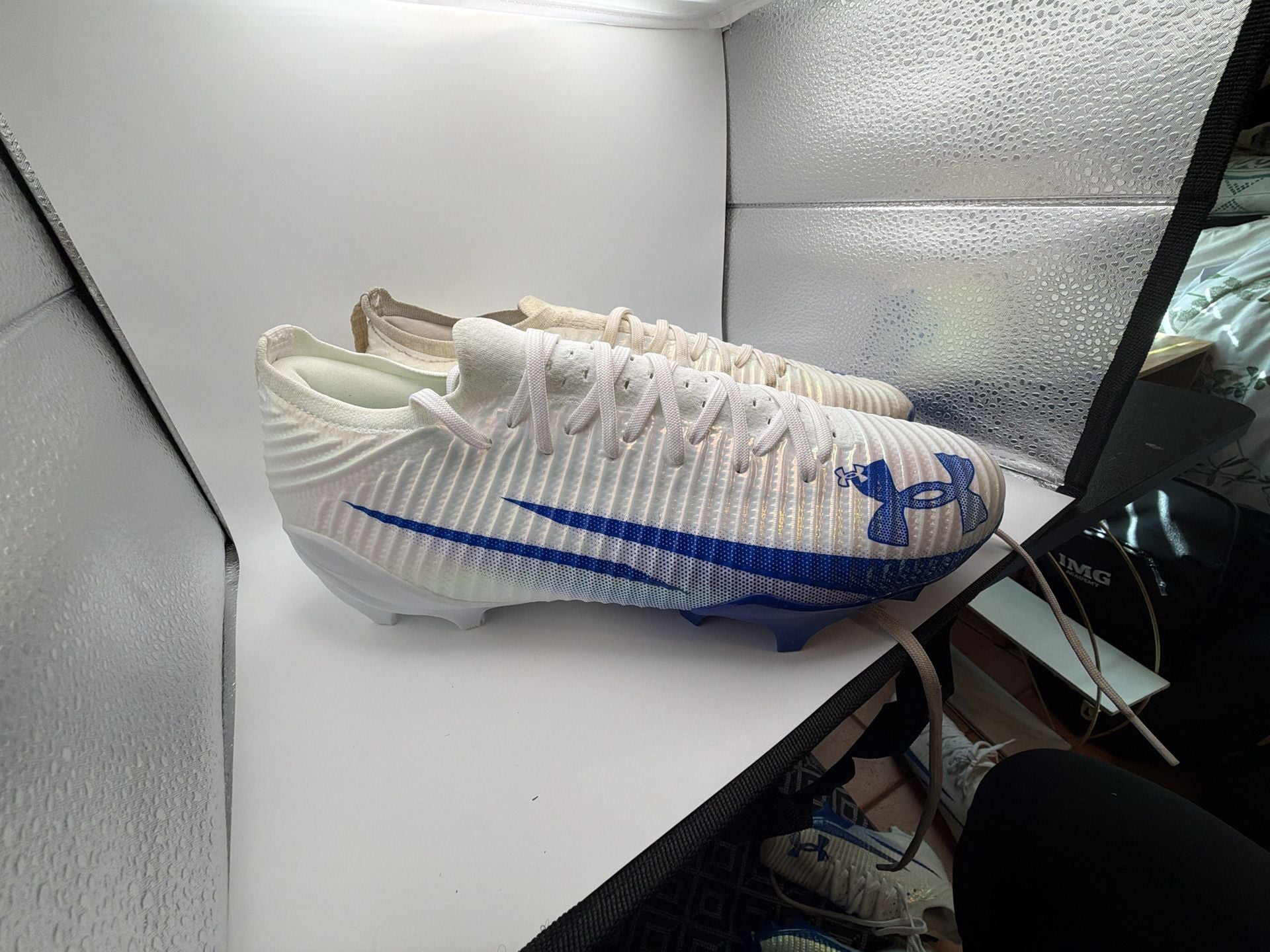 Under Armour Blur Pro White Team Royal Football Cleats Size 12.5 3