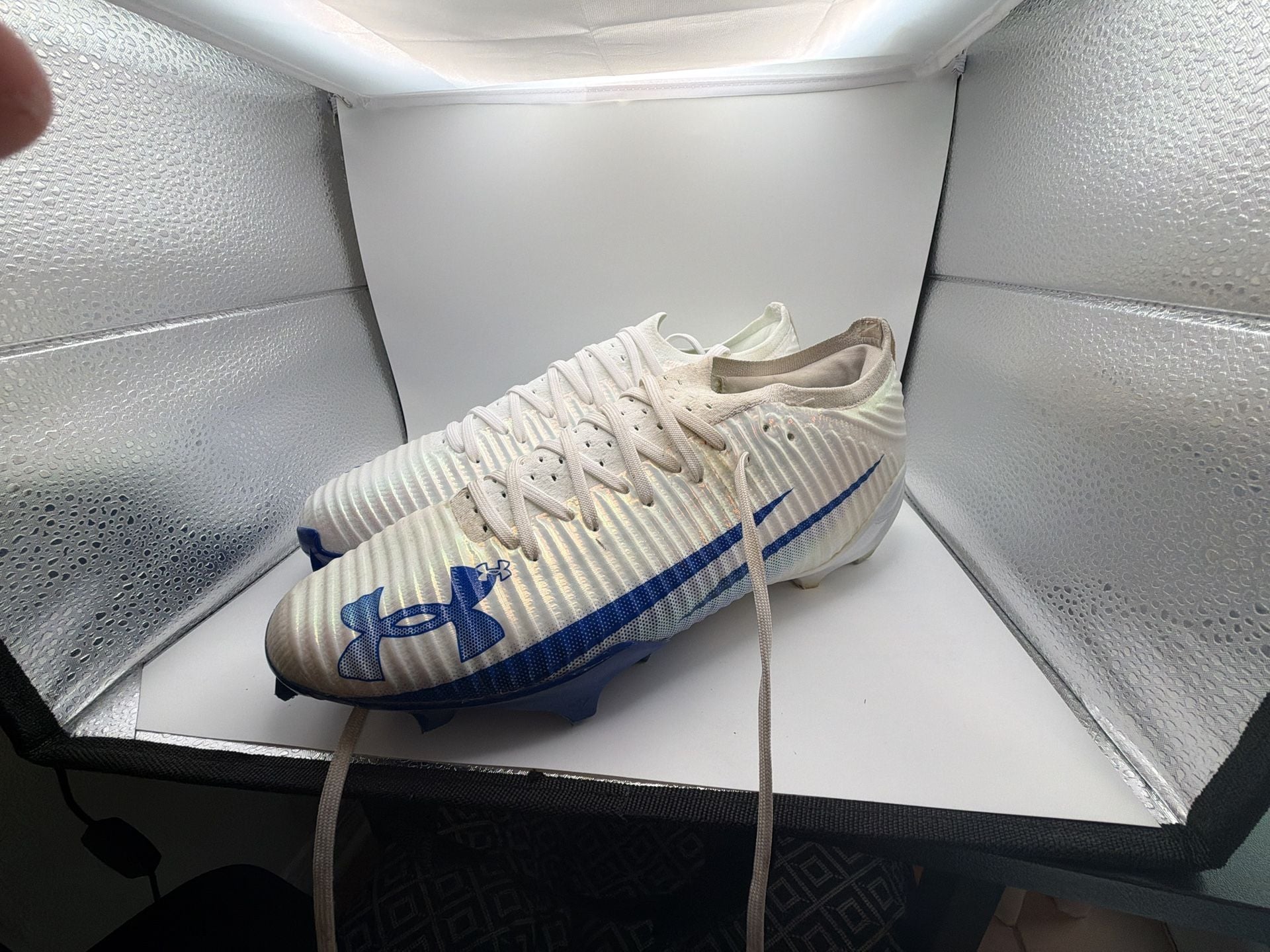 Under Armour Blur Pro White Team Royal Football Cleats Size 12.5 4