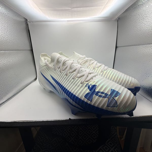 Under Armour UA Blur Pro Men's Football Cleats White/Blue Size 12.5