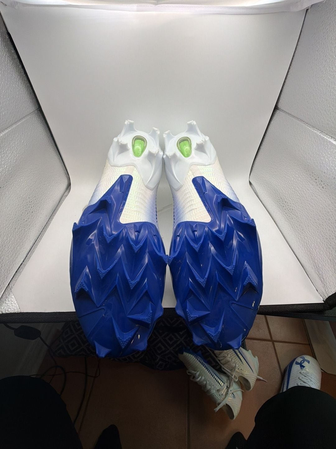 Under Armour UA Blur Pro Men's Football Cleats White/Blue Size 12.5 10