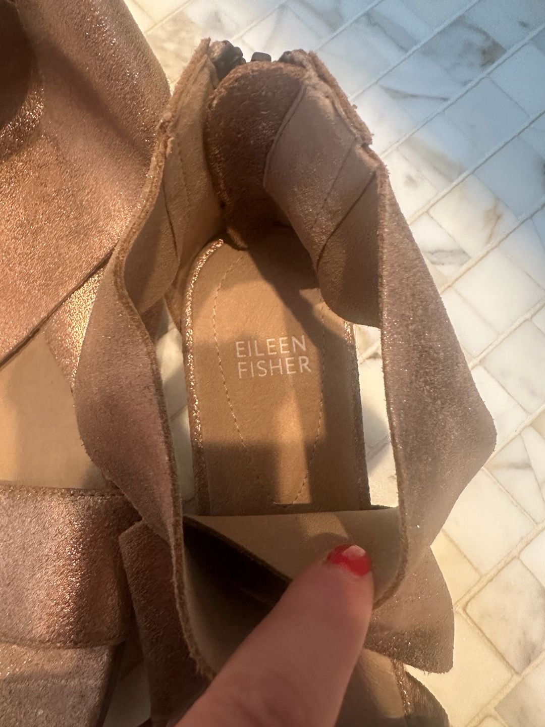 Eileen Fisher Gold Metallic Sport Platform Sandal Leather Women's Size 7.5 7