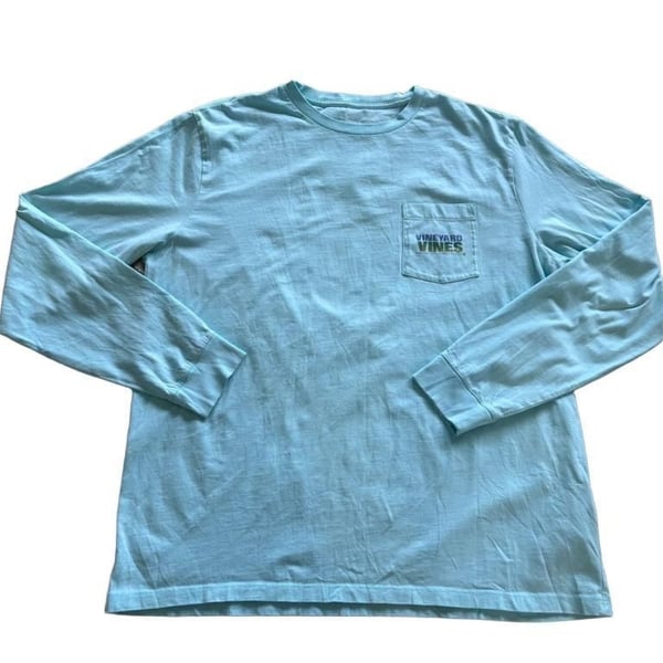 Vineyard Vines Long Sleeve Pocket Tee Light Blue Size L