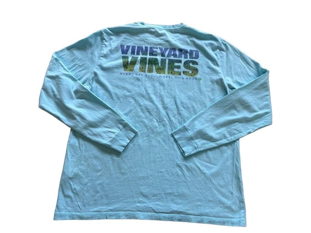 Vineyard Vines Long Sleeve Pocket Tee Light Blue Size L 10