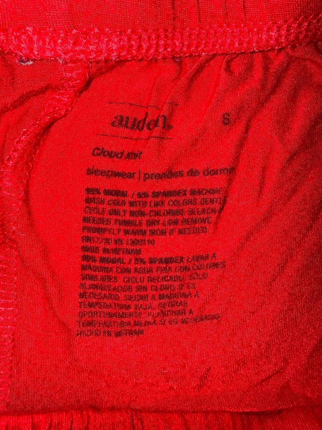 Auden Cloud Knit Short Sleeve Notch Collar Pajama Set Red Size S 3